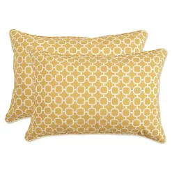 Kirklands Home Pattern XL Outdoor Lumbar Pillows, Set of 2 Yellow Hot