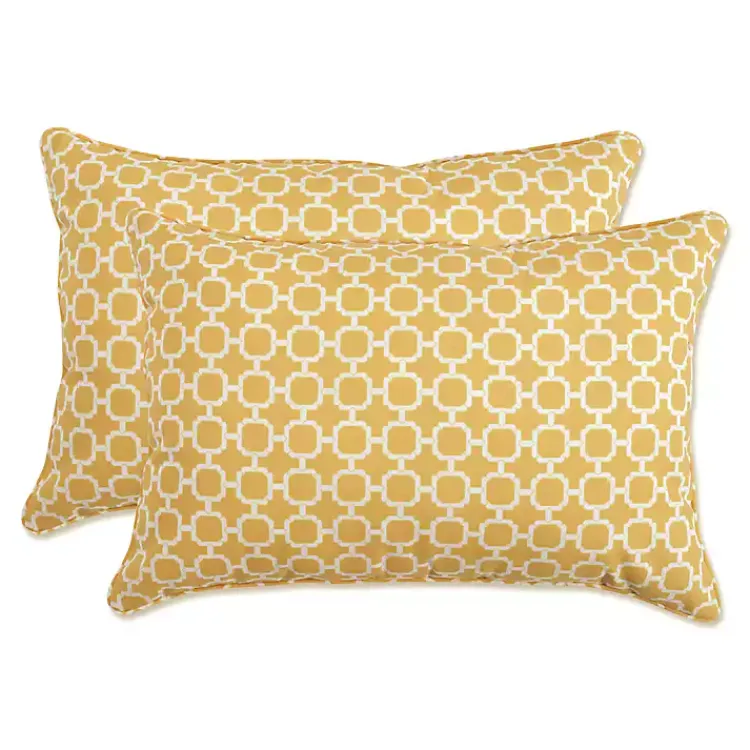 Kirklands Home Pattern XL Outdoor Lumbar Pillows, Set of 2 Yellow Hot