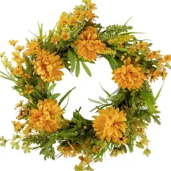 Fall>Kirklands Home Yellow Peony and Greenery Wreath