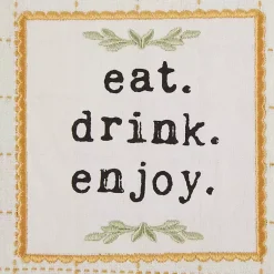 Kirklands Home Yellow Plaid Eat Drink Enjoy 4-pc. Dish Towel Set Hot