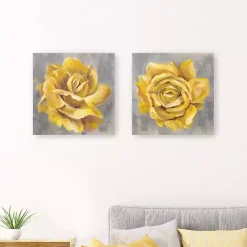 Kirklands Home Roses Giclee Canvas Art Prints, Set of 2 Yellow Sale