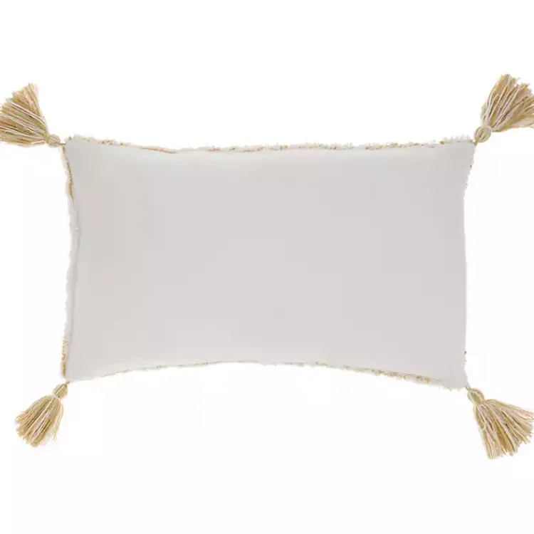 Pillows>Kirklands Home Stripe Diamond Tassels Cotton Lumbar Pillow Yellow
