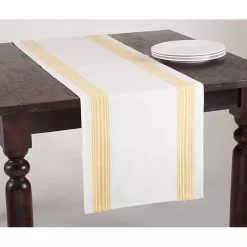 Kirklands Home Yellow Striped Border Table Runner Outlet
