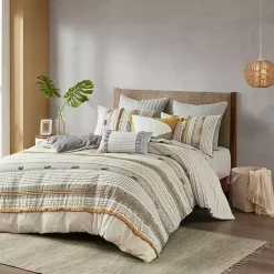 Kirklands Home Yellow Striped Pom Pom 3-pc. Full/Queen Duvet Set Hot