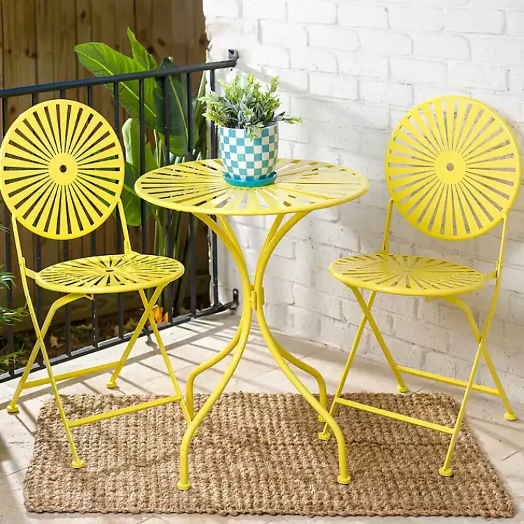 Kirklands Home Sunburst Metal 3-pc. Outdoor Bistro Set Yellow Sale