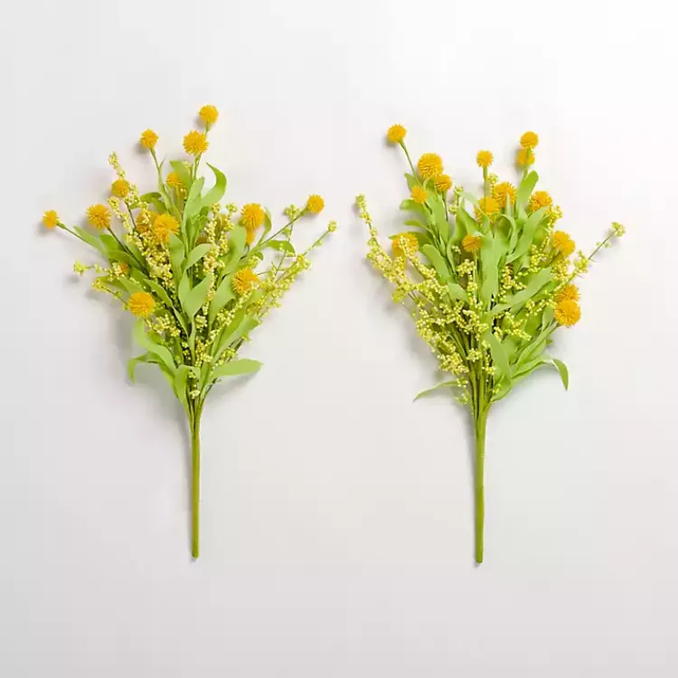 Stems & Bouquets>Kirklands Home Thistle and Berry Bouquets, Set of 2 Yellow