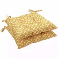 Kirklands Home Tufted Tie Outdoor Seat Cushions, Set of 2 Yellow Hot