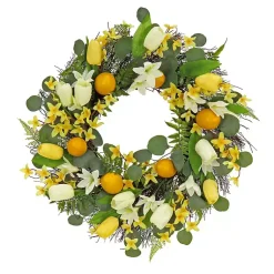 Wreaths>Kirklands Home Yellow Tulip and Lemon Wreath