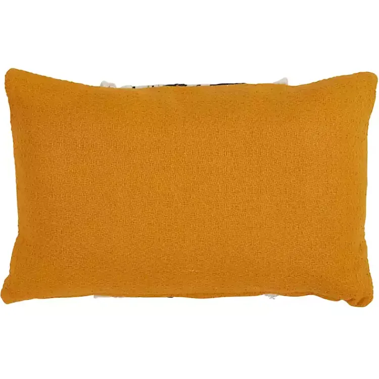Pillows>Kirklands Home Yellow Wave Stitched Fringe Lumbar Pillow