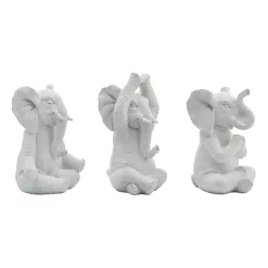 Statues & Figurines>Kirklands Home Yoga Elephant Statues, Set of 3 Gray