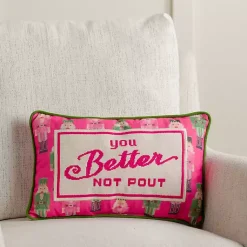 Pillows>Kirklands Home You Better Not Pout Needlepoint Pillow