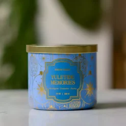 Candles>Kirklands Home Yuletide Memories Triple Wick Jar Candle Blue
