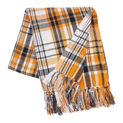 Blankets & Throws>Kirklands Home Zelda Orange Plaid Throw